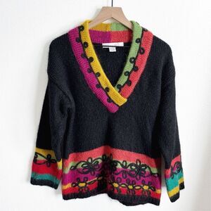Vtg The Limited Sweater Womens Small Funky Retro Colorful 90s Boho Fun Oversized